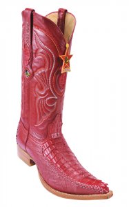 Los Altos Red Genuine Crocodile Tail With Deer 3X Toe Cowboy Boots 952812