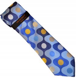Steven Land "Big Knot" BW623 Royal / Navy / Sky Blue Multicolor Polka Dot Design 100% Woven Silk Necktie / Hanky Set