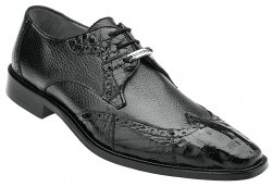 Belvedere "Amato" Black Genuine Crocodile And Soft Italian Calf Oxford Shoes 1619