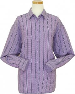 Bassiri Lavender / Purple / Black Geometric Design Micro Fiber Long Sleeves Shirt #4838