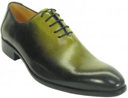 Carrucci Green Genuine Leather Wholecut Lace-up Shoes KS505-47.