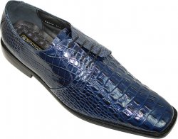 Stacy Adams "Merrick" Navy Blue Hornback Alligator Print Shoes