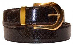 Serpi Dark Brown Genuine Snake Skin Belt S/30