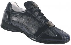 Mauri "Gloss" 8840 Navy Blue Genuine Ostrich Leg / Patent Leather / Mauri Fabric Sneakers.