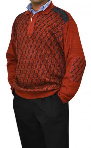 SilverSilk Red / Black Knitted Zip-Up Sweater With Elbow Patches 5973