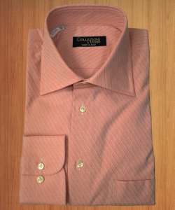 Extrema By Zanetti Italy Pink / White / Gold Stripes Dress Shirt 12/M390