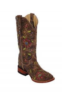 Ferrini Ladies 81093-10 Brown " Blossom " Cowhide Boots