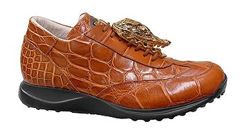 Cognac Genuine Alligator Leather Sneakers