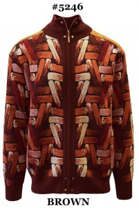 Silversilk Dark Rust / Orange / Brown Zip-Up Sweater / Velvet Elbow Patches 5246