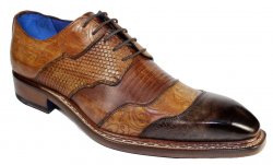 Emilio Franco "Martino" Brown Combination Genuine Calfskin Oxford Shoes.