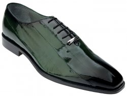 Belvedere "Stella" Antique Olive Green All-Over Genuine Eel Oxford Shoes
