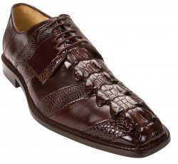 Belvedere "Fabrizio" Brown Genuine Nile Crocodile Tail/Lizard/Calf Shoes