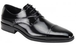 Giovanni "Hudson" Black Genuine Calfskin Cap Toe Derby Shoes.