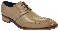 Duca Di Matiste "Bologna" Taupe Genuine Calfskin Lace-up Perforated Shoes.