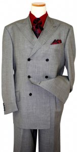 Extrema by Zanetti Grey/Black Double Breasted 130's Wool Suit