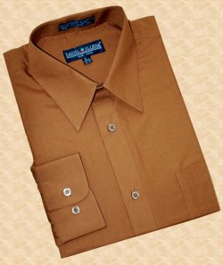 Daniel Ellissa Solid Cognac Brown Cotton Blend Dress Shirt With Convertible Cuffs DS3001