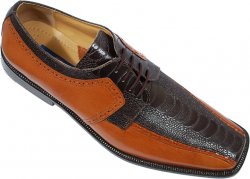 Giorgio Brutini Dark Brown / Rust Ostrich Print Shoes 210062-4