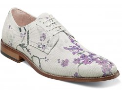 Stacy Adams "Dandy" Lavender Multi Flowery Design Genuine Suede Leather Plain Toe Oxford Shoes 25164-541.