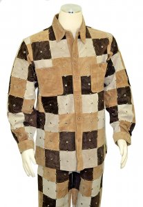 Hind Brown / Camel / Bone Genuine Calfskin Suede Patchwork Design Outfit 730N
