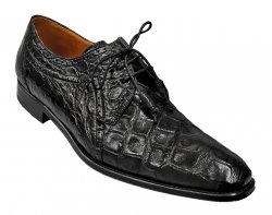 Lorens "Regal" Black All-Over Genuine Alligator Modern Brogue Design Lace-Up Derby Shoes With Alligator Wrapped Tassels 1554