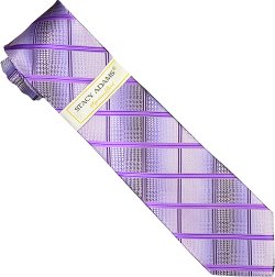 Stacy Adams Collection SA095 Lavender / Purple Diamond Design 100% Woven Silk Necktie/Hanky Set