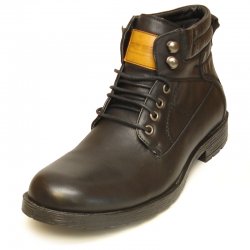 Fiesso Black PU Leather Chukka Boots FI2200.