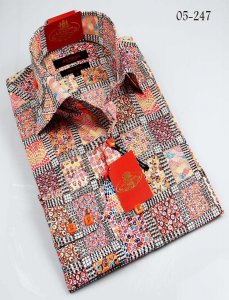 Axxess Burgundy / Black Handpick Stitching 100% Cotton Dress Shirt 05-247