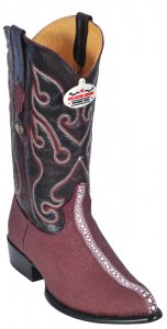 Los Altos Burgundy Genuine All-Over Stingray Rowstone Prints J-Toe Cowboy Boots 3991106