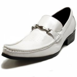 Fiesso White Genuine Leather Loafer Shoes With Bracelet FI6649.