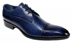 Duca Di Matiste "Cecina" Navy Genuine Calfskin Lace up Oxford Shoes.