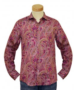 Sambuca Pink / Purple / White / Fuchsia Paisley Design Long Sleeve Casual Shirt 243
