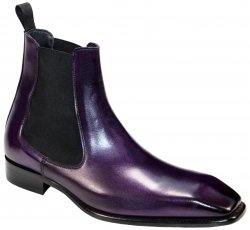 Duca Di Matiste "Empoli" Purple Genuine Italian Calfskin Ankle Boots.