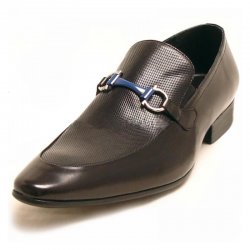 Encore By Fiesso Black Leather Loafer Shoes With Bracelet FI3164