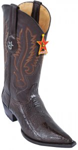 Los Altos Brown Genuine Ostrich Leg 3X Pointed Toe W / Cowboy Heel Boots 95V0507