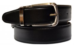 Serpi Black / Black Smooth Genuine Leather Reversible Wide Width Belt RP/35