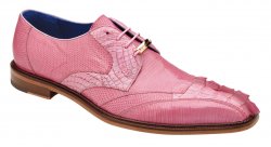 Belvedere "Valter" Rose Pink Genuine Caiman Crocodile and Lizard Dress Shoes.