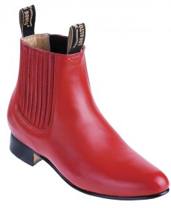Los Altos Men's Red Genuine Charro Deer Leather Work Short Boots w/ Rubber Sole 615112