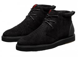Tayno "Troupe" Black Python Embossed Vegan Suede Chukka Sneaker Boots