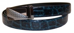 Serpi Navy Blue Alligator Print Genuine Leather Belt F9/30