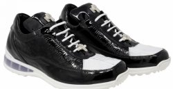 Mauri "Bubble" 8900/2 Black / White Genuine Baby Crocodile / Patent / Embossed Patent Sneakers.