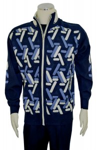 Silversilk Navy / White / Sky Blue Zip-Up Knitted Sweater With Elbow Patches 3230