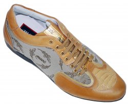 Mauri 8614 Mustard / Taupe Genuine Ostrich With Mauri Fabric Sneakers