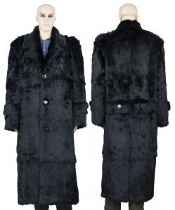 Winter Fur Black Men's Full Skin Rabbit Full Length Coat M05F01BK.