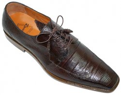 Romano "Odie" Brown All-Over Genuine Lizard Shoes With Pleated Design On Top