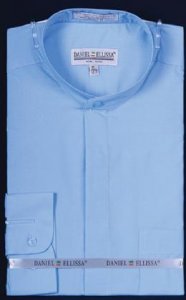 Daniel Ellissa Light Blue Banded Collar Shirt With Button Cuff DS3001C