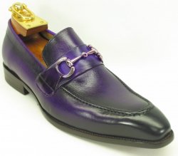Carrucci Purple Genuine Leather Signature Buckle Loafer KS503-02.