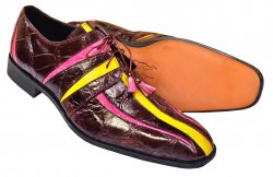 Mauri "4068" Burgundy / Fuchsia / New Yellow All Over Genuine Alligator Shoes