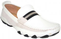 AC Casuals 5895 White Leather Driving Moccasin Style Loafers