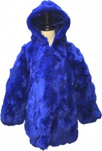 Winter Fur Kids' Royal Blue Genuine Rex Rabbit Stroller With Hood K08Q02RB.