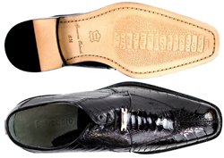 Belvedere Siena Black Ostrich Shoes - front and back